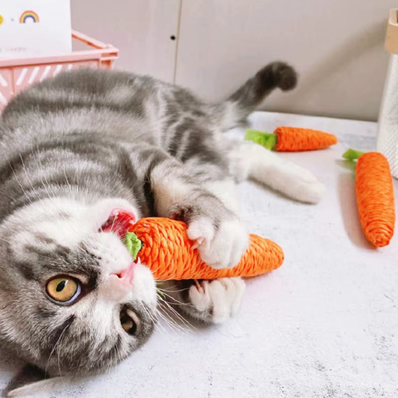 Carrot Pet Cat Toy Paper Rope Chew Toys Built-In Bell Small Animals Cute Pet Toys Wholesale