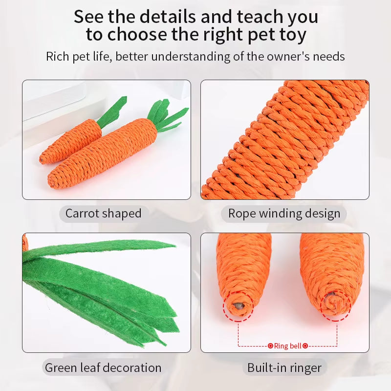 Carrot Pet Cat Toy Paper Rope Chew Toys Built-In Bell Small Animals Cute Pet Toys Wholesale