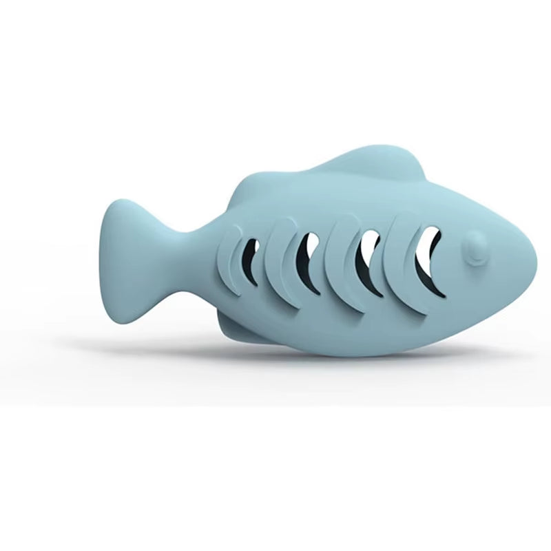 Cat Toy Interactive Silicone Fish Pet Toys for Kitten Teeth Cleaning Leak Food Cat Chew Toys Food Storage Toy Pet Supplies