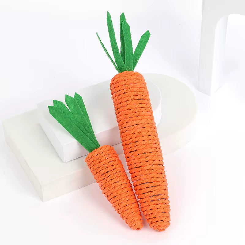 Carrot Pet Cat Toy Paper Rope Chew Toys Built-In Bell Small Animals Cute Pet Toys Wholesale