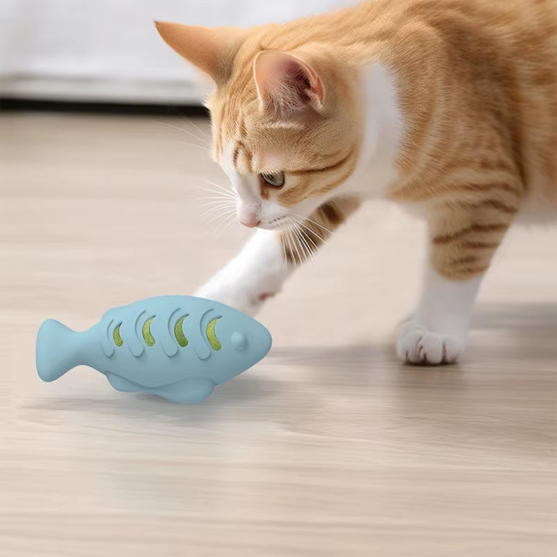 Cat Toy Interactive Silicone Fish Pet Toys for Kitten Teeth Cleaning Leak Food Cat Chew Toys Food Storage Toy Pet Supplies