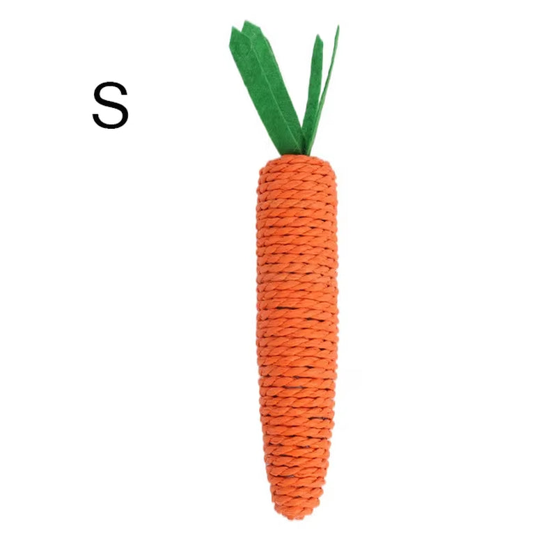 Carrot Pet Cat Toy Paper Rope Chew Toys Built-In Bell Small Animals Cute Pet Toys Wholesale