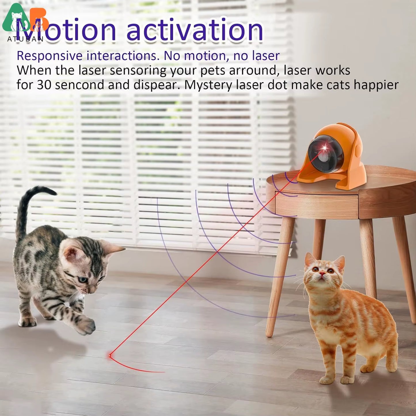 Automatic Cat Laser Toys, Interactive Cat Toys Built-In Real Motion Sensor, Multi-Angle Adjustable Rechargeable Pet Toys