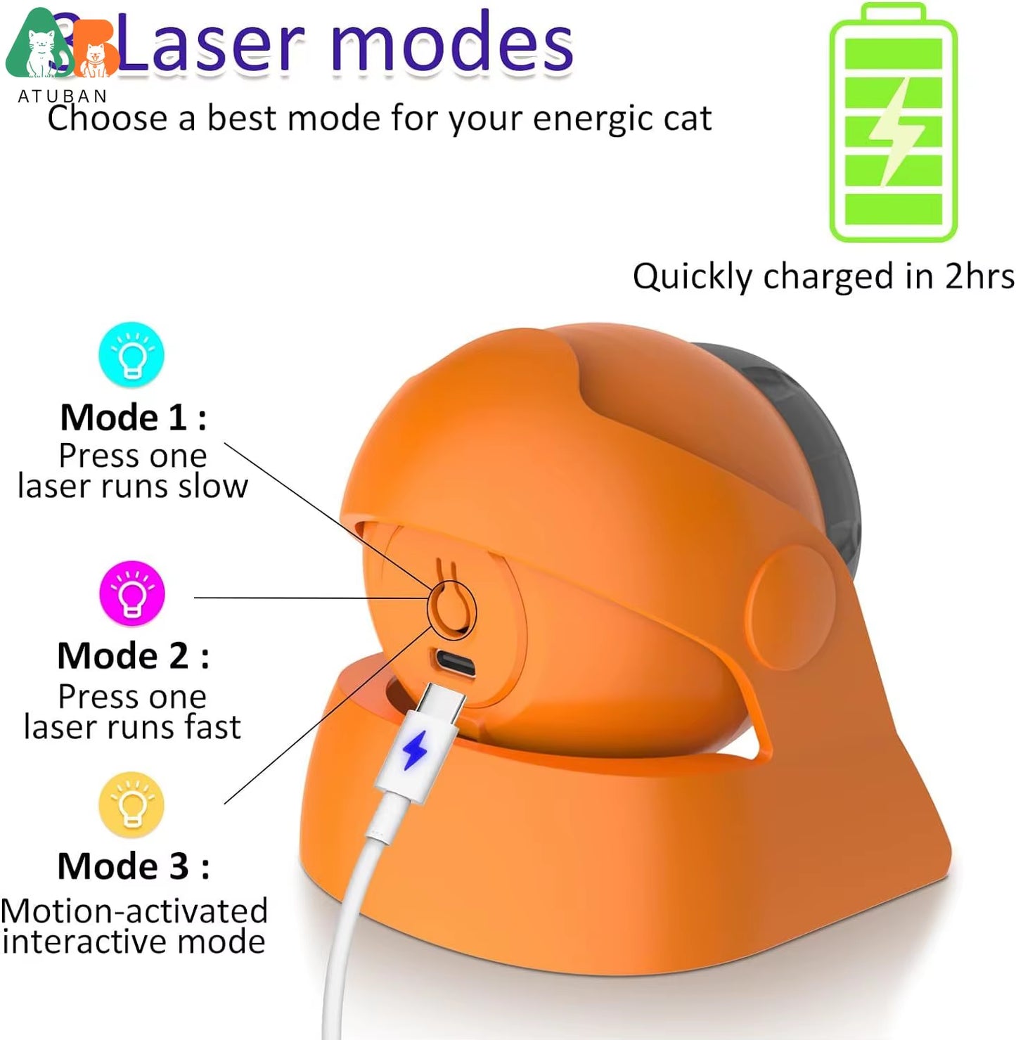 Automatic Cat Laser Toys, Interactive Cat Toys Built-In Real Motion Sensor, Multi-Angle Adjustable Rechargeable Pet Toys