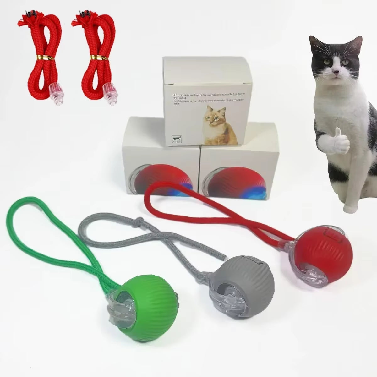 Smart Cat Toys Pet Toys Automatic Rolling Ball Fake Tail Rechargeable Electric Pet Interactive Toy Dog Cat Imitate Mouse