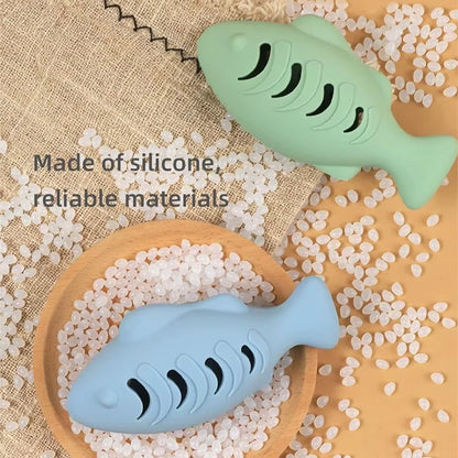 Cat Toy Interactive Silicone Fish Pet Toys for Kitten Teeth Cleaning Leak Food Cat Chew Toys Food Storage Toy Pet Supplies